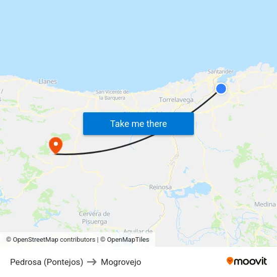 Pedrosa (Pontejos) to Mogrovejo map