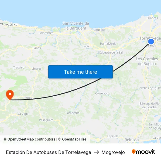 Estación De Autobuses De Torrelavega to Mogrovejo map