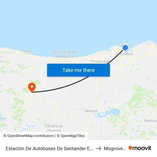 Estación De Autobuses De Santander E.A. to Mogrovejo map