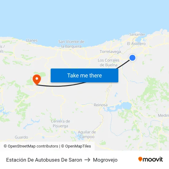 Estación De Autobuses De Saron to Mogrovejo map