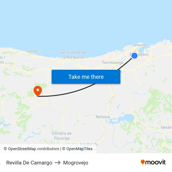 Revilla De Camargo to Mogrovejo map