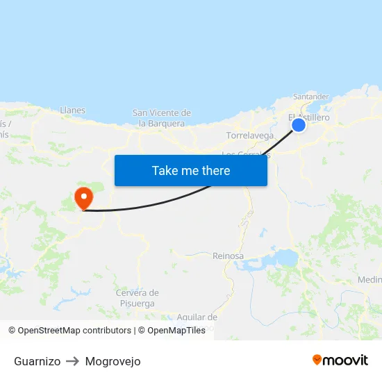 Guarnizo to Mogrovejo map
