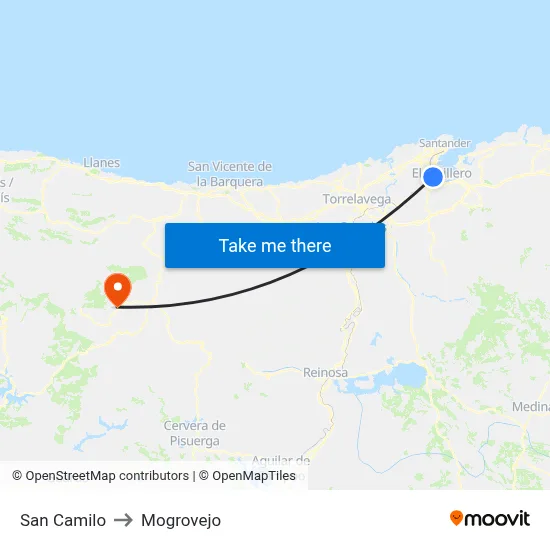 San Camilo to Mogrovejo map