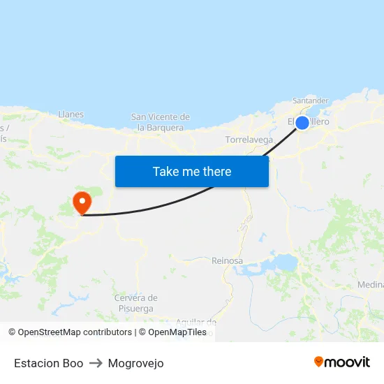 Estacion Boo to Mogrovejo map