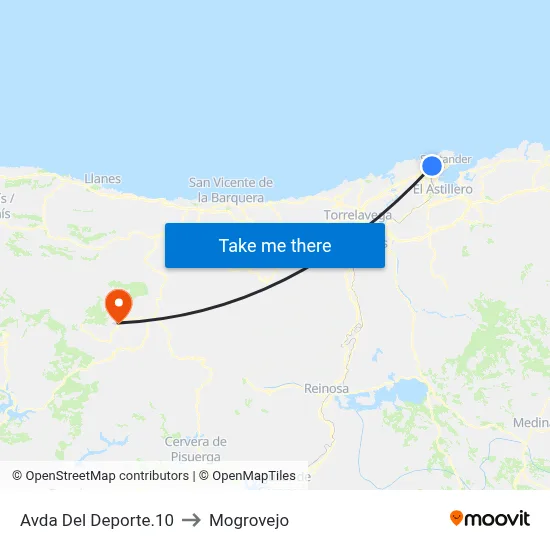 Avda Del Deporte.10 to Mogrovejo map