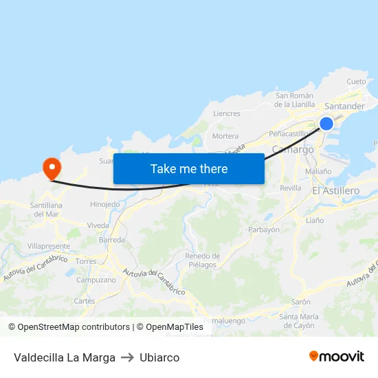 Valdecilla La Marga to Ubiarco map