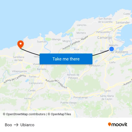 Boo to Ubiarco map