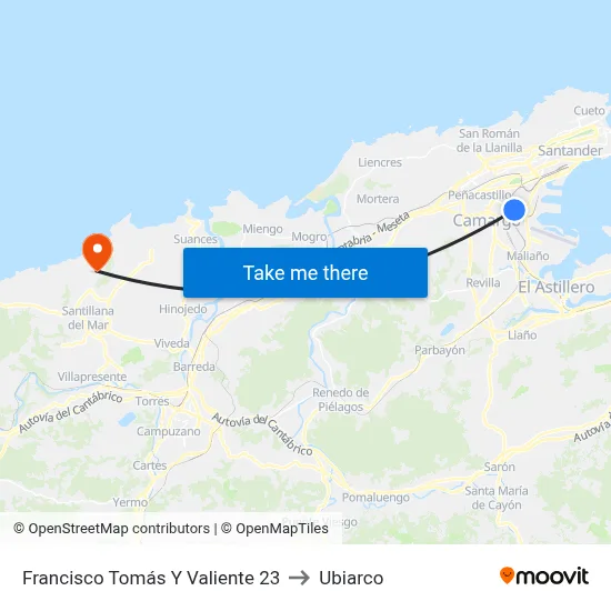 Francisco Tomás Y Valiente 23 to Ubiarco map