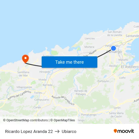 Ricardo Lopez Aranda 22 to Ubiarco map