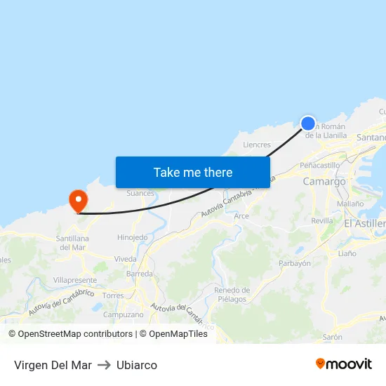 Virgen Del Mar to Ubiarco map