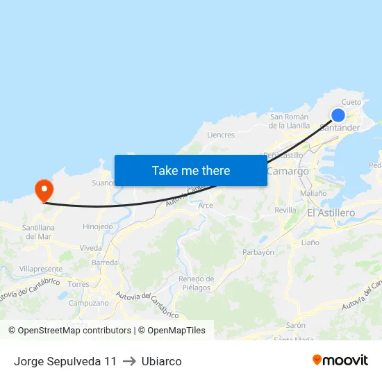 Jorge Sepulveda 11 to Ubiarco map