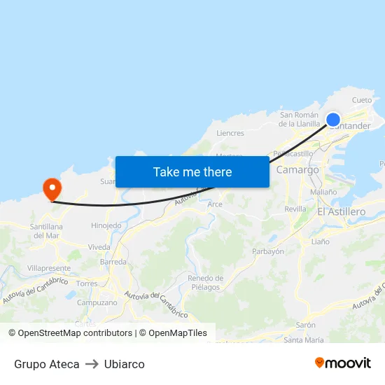 Grupo Ateca to Ubiarco map