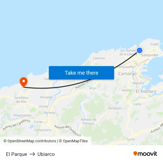 El Parque to Ubiarco map