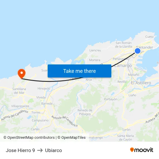 Jose Hierro 9 to Ubiarco map