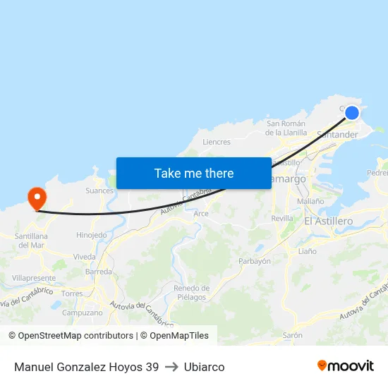 Manuel Gonzalez Hoyos 39 to Ubiarco map