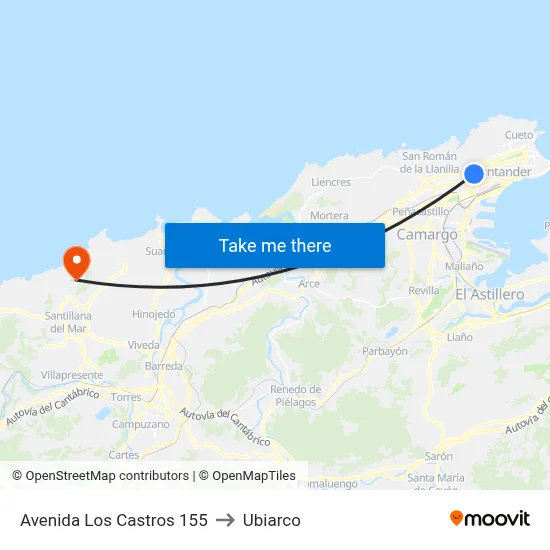 Avenida Los Castros 155 to Ubiarco map
