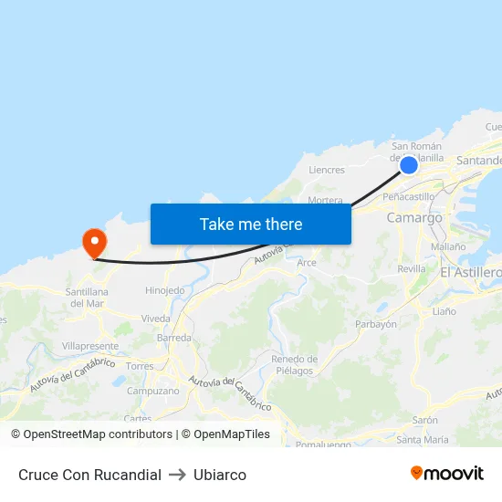 Cruce Con Rucandial to Ubiarco map
