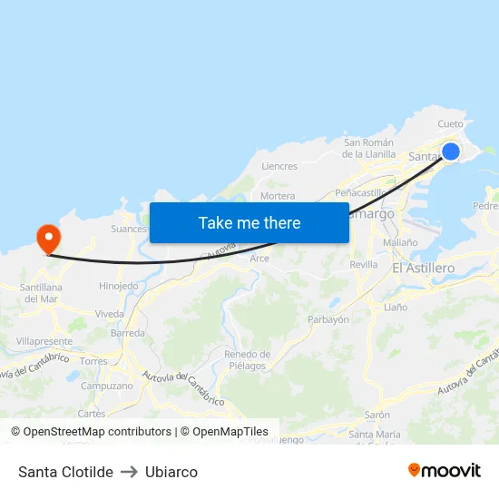 Santa Clotilde to Ubiarco map