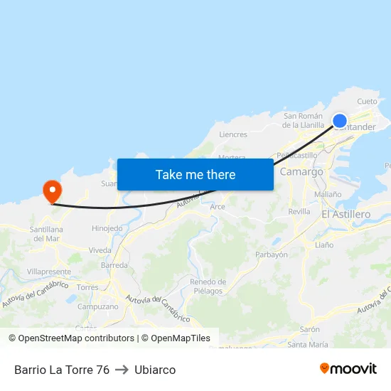 Barrio La Torre 76 to Ubiarco map