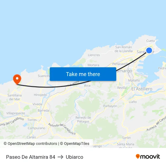 Paseo De Altamira 84 to Ubiarco map