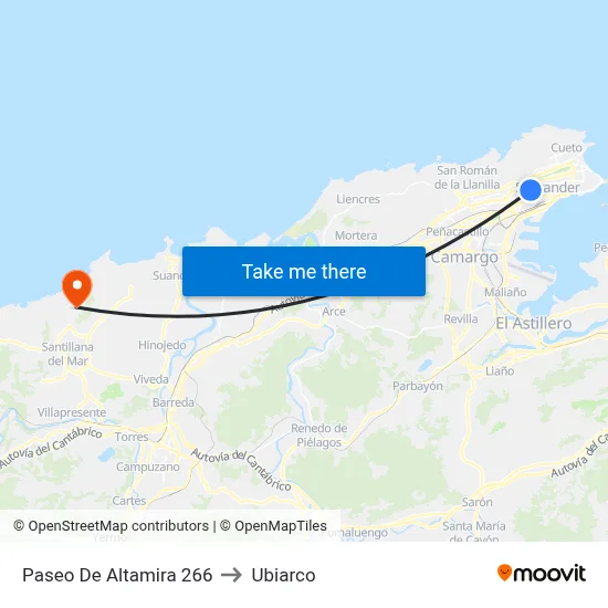 Paseo De Altamira 266 to Ubiarco map