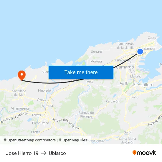 Jose Hierro 19 to Ubiarco map
