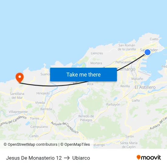 Jesus De Monasterio 12 to Ubiarco map