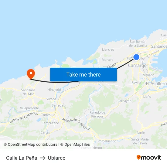 Calle La Peña to Ubiarco map