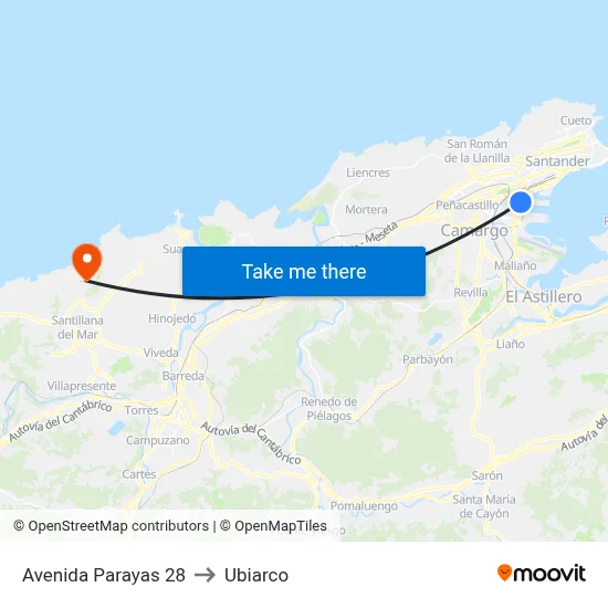 Avenida Parayas 28 to Ubiarco map