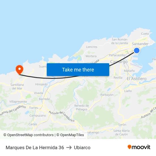 Marques De La Hermida 36 to Ubiarco map