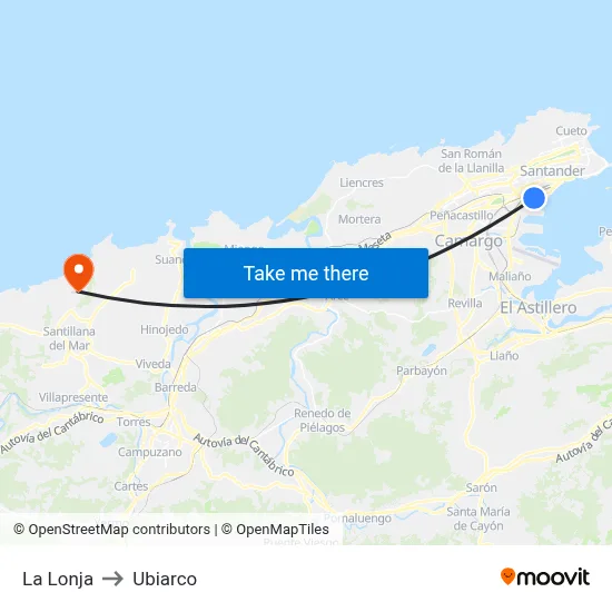 La Lonja to Ubiarco map
