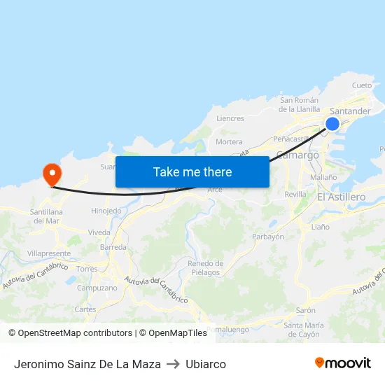 Jeronimo Sainz De La Maza to Ubiarco map