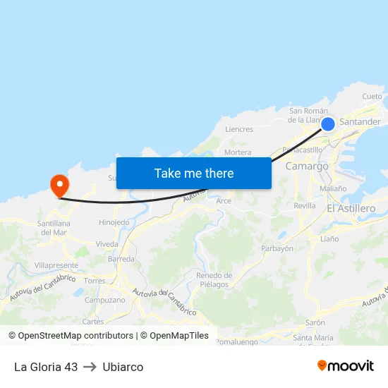 La Gloria 43 to Ubiarco map