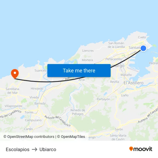 Escolapios to Ubiarco map