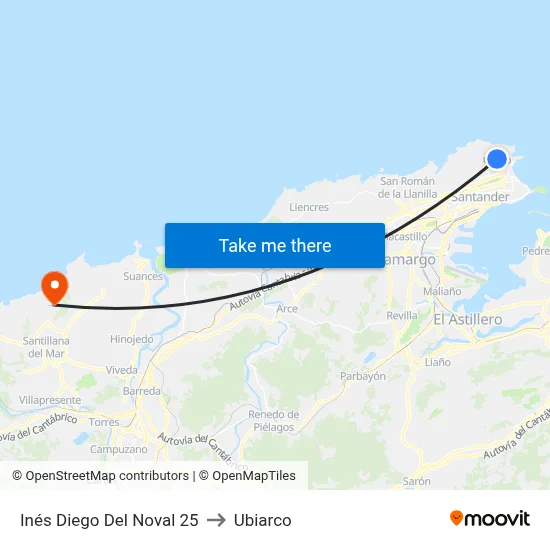 Inés Diego Del Noval 25 to Ubiarco map