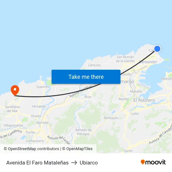 Avenida El Faro Mataleñas to Ubiarco map