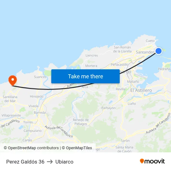 Perez Galdós 36 to Ubiarco map
