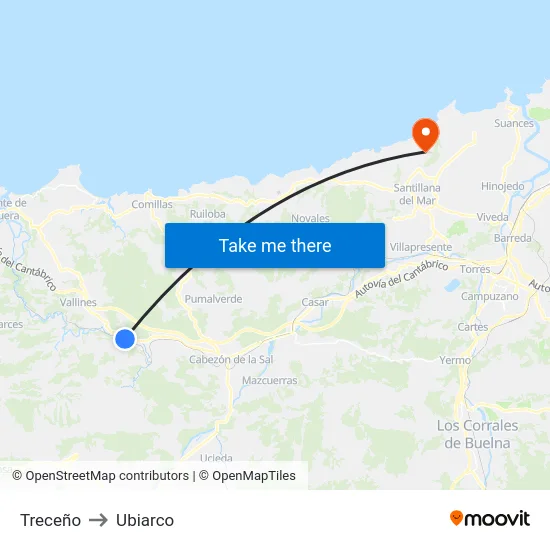 Treceño to Ubiarco map
