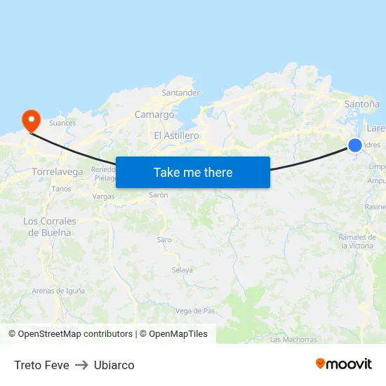 Treto Feve to Ubiarco map