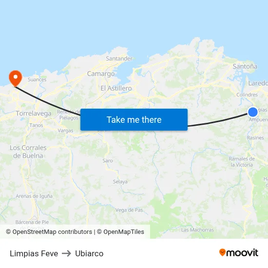 Limpias Feve to Ubiarco map