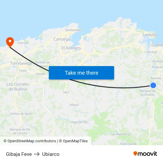 Gibaja Feve to Ubiarco map