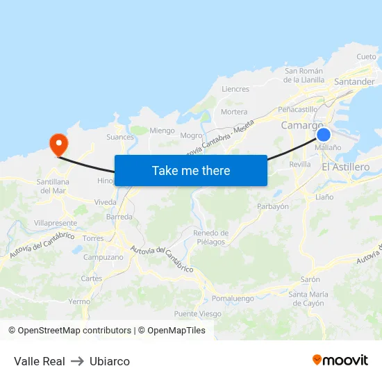 Valle Real to Ubiarco map
