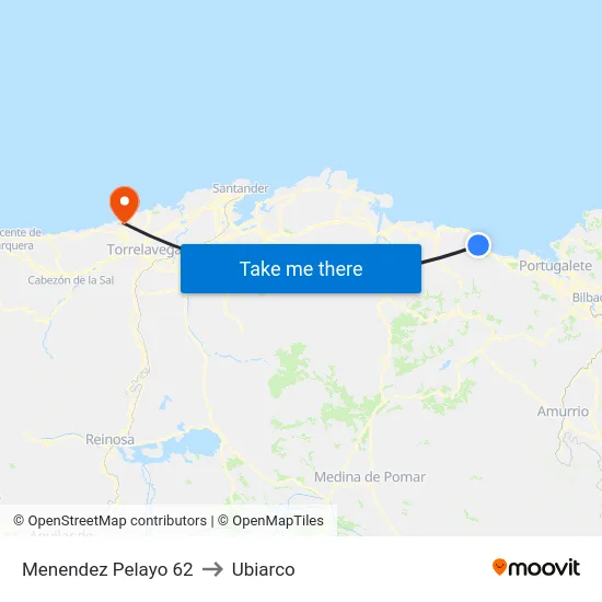 Menendez Pelayo 62 to Ubiarco map