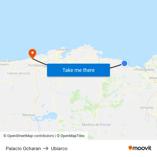Palacio Ocharan to Ubiarco map