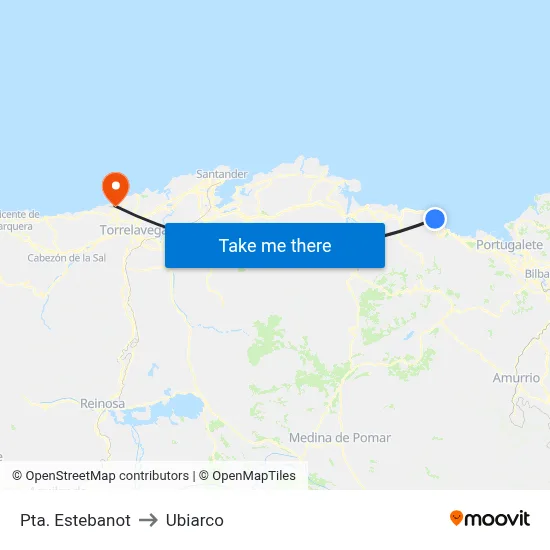 Pta. Estebanot to Ubiarco map