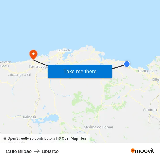 Calle Bilbao to Ubiarco map