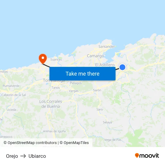 Orejo to Ubiarco map