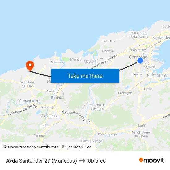 Avda Santander 27 (Muriedas) to Ubiarco map