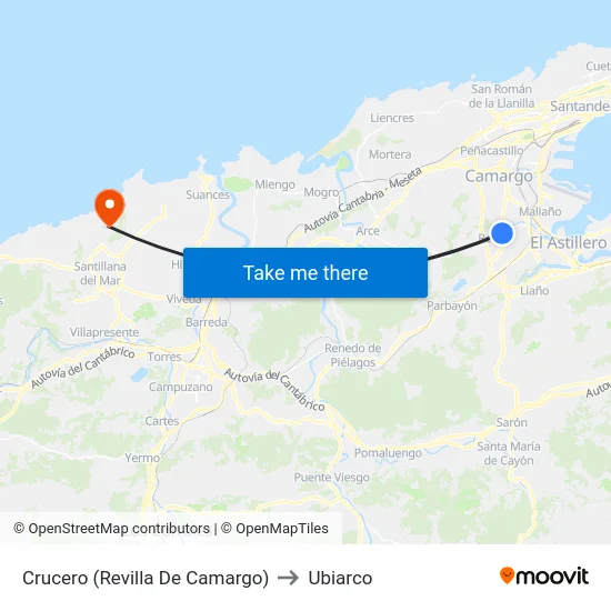 Crucero (Revilla De Camargo) to Ubiarco map