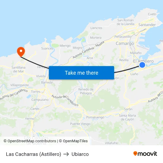 Las Cacharras (Astillero) to Ubiarco map
